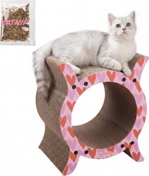 THE LICKER STORE Nyan Modern 16.5-in Cardboard Tunnel Cat Scratcher with Catnip, Pink/Red