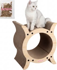 THE LICKER STORE Nyan Modern 16.5-in Cardboard Tunnel Cat Scratcher with Catnip, Oak Wood Finish