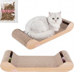 THE LICKER STORE Rini Modern 23.75-in Cardboard Lounge Bed Cat Scratcher with Built-In Bell Toys & Catnip, Oak Wood Finish, 1 count slide 1 of 8