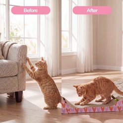THE LICKER STORE Rini Modern 23.75-in Cardboard Lounge Bed Cat Scratcher with Built-In Bell Toys & Catnip, Pink/Red, 1 count slide 2 of 8
