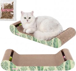 THE LICKER STORE Rini Modern 23.75-in Cardboard Lounge Bed Cat Scratcher with Built-In Bell Toys & Catnip, Mint/Green, 1 count