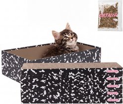 THE LICKER STORE Naomi Modern 17-in Cardboard Reversible Cat Scratcher Pad in Box with Catnip, 5 count, Black/White