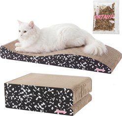 THE LICKER STORE Eero Modern 32-in Cardboard Foldable Lounge Cat Scratcher with Catnip, Black/White slide 1 of 9