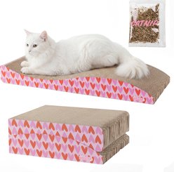 THE LICKER STORE Eero Modern 32-in Cardboard Foldable Lounge Cat Scratcher with Catnip, Pink slide 1 of 9