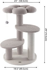THE LICKER STORE Poppy Modern 29-in 3-Tier Jute Flower with Dangling Toy Cat Tree, Grey/White slide 2 of 9
