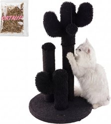 THE LICKER STORE Marfa Modern 21.5-in Jute Triple-Cactus with Fuzzy Toy Cat Scratching Post, Black
