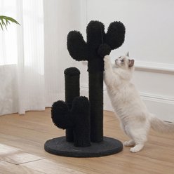 THE LICKER STORE Marfa Modern 21.5-in Jute Triple-Cactus with Fuzzy Toy Cat Scratching Post, Black slide 2 of 9