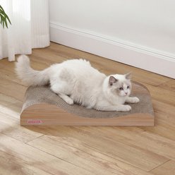 THE LICKER STORE Kokomo Coastal 23.75-in Cardboard Lounge Bed Cat Scratcher with Catnip, Oak Wood Finish slide 2 of 9