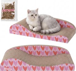THE LICKER STORE Kokomo Coastal 23.75-in Cardboard Lounge Bed Cat Scratcher with Catnip, Pink/Red