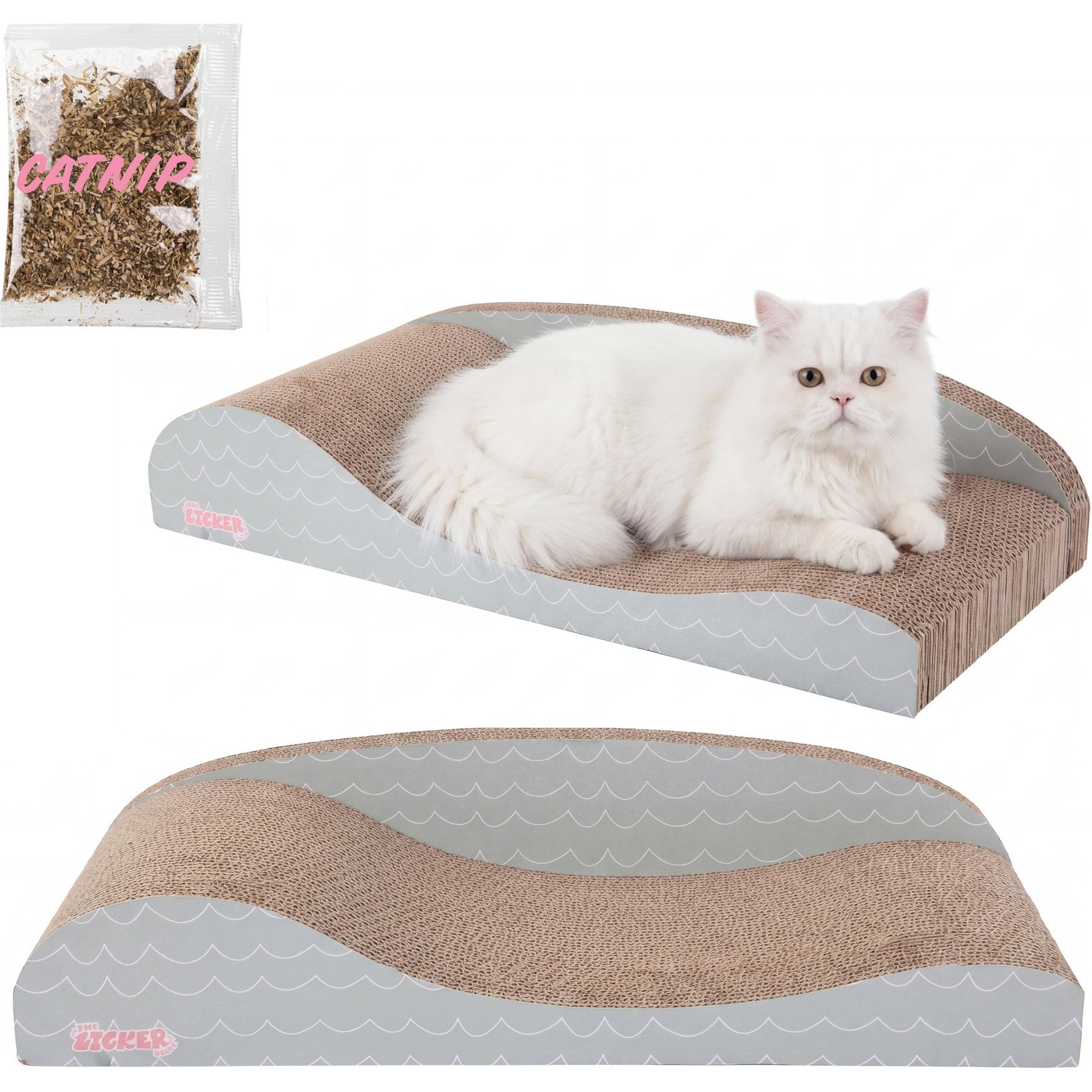 THE LICKER STORE Kokomo Coastal 23.75-in Cardboard Lounge Bed Cat Scratcher with Catnip, Gray