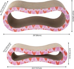 THE LICKER STORE Suvi 26-in Modern Cardboard Infinity 2-in-1 Lounge Cat Scratcher with Catnip, Pink/Red slide 2 of 9