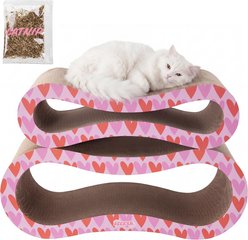 THE LICKER STORE Suvi 26-in Modern Cardboard Infinity 2-in-1 Lounge Cat Scratcher with Catnip, Pink/Red