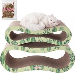 THE LICKER STORE Suvi 26-in Modern Cardboard Infinity 2-in-1 Lounge Cat Scratcher with Catnip, Mint/Green