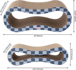THE LICKER STORE Suvi 26-in Modern Cardboard Infinity 2-in-1 Lounge Cat Scratcher with Catnip, Navy/Blue Checker slide 2 of 9