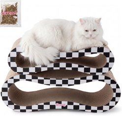 THE LICKER STORE Suvi 26-in Modern Cardboard Infinity 2-in-1 Lounge Cat Scratcher with Catnip, Black/White Checker