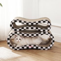 THE LICKER STORE Suvi 26-in Modern Cardboard Infinity 2-in-1 Lounge Cat Scratcher with Catnip, Black/White Checker slide 2 of 9