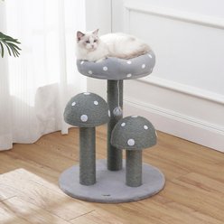THE LICKER STORE Pixie Cottage 22.5-in 3-Tier Sisal Mushroom Cat Tree with Scratching Posts, Napping Perch & Dangling Bell Toy, Grey/White point slide 2 of 9
