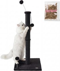 THE LICKER STORE Rylie 38-in Farmhouse Sisal Pillar with Fuzzy Toys & Spring Balls Cat Scratching Post, Black