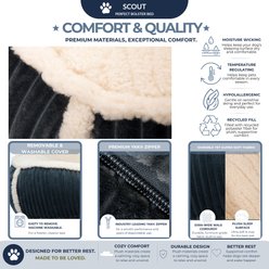 HuggleHounds Scout Perfect Bolster Dog Bed, Steel, X-Large: 49 x 30 x 9.5-in slide 2 of 6