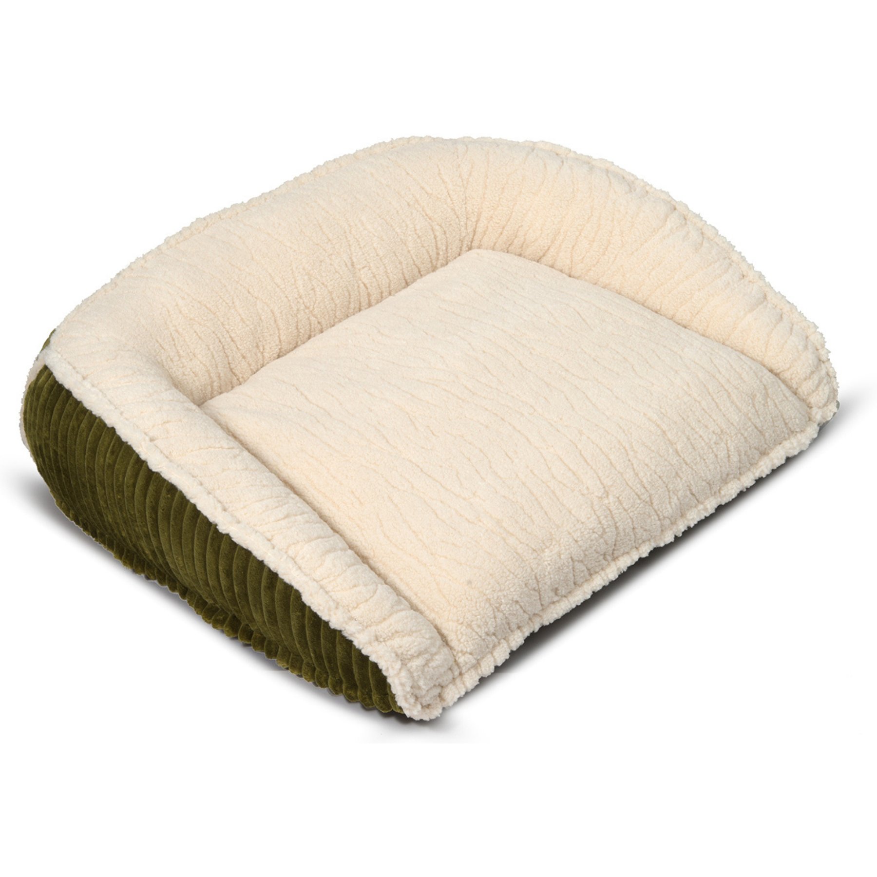 HuggleHounds Scout Perfect Bolster Dog Bed, Olive, Medium: 35 x 26 x 7.5-in