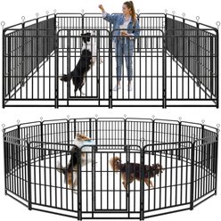 Kfvigoho Portable Foldable Heavy Duty Steel Dog Exercise Playpen, Snowy Black, 27 x 40-in