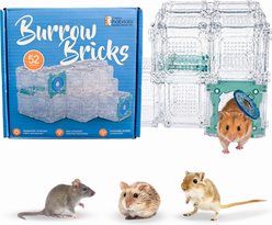 Happy Habitats Burrow Bricks 52-Piece Adjustable Height Small Pet Habitat Expansion with Modular Clear Panels, Doors & Connectors
