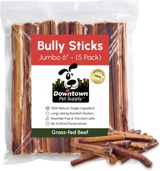 Downtown Pet Supply 6-inch Jumbo Bully Sticks Dog Chew, 5 pack