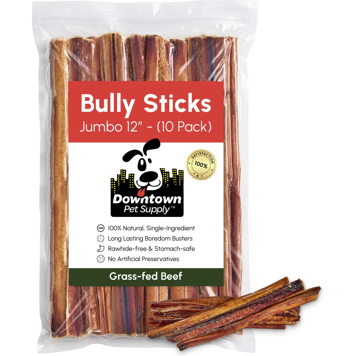 Downtown Pet Supply 12-inch Bully Sticks Dog Chew, 10 count