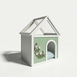 Zeus & Ruta Cedar Wooden Dog House with Clear Acrylic Roof, Mint/White
