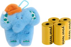 ZEZE Ellie Elephant Carabiner Clip 0.7-in Opening Velcro Closure with Bags Dog Poop Bag Dispenser, Blue, Large, 60 count