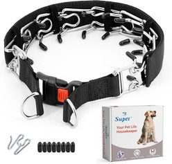 Supet Adjustable Long Prongs Dog Choke Collar with Quick Release Buckle, Black, Medium: 16 to 18-in neck