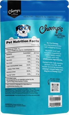 Show full view: Champs Pet Kitchen Heart Health Support Grain-Free High Protein Savory Patties with Chicken Soft & Chewy Dog Treats, 16-oz bag slide 9 of 10