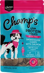Champs Pet Kitchen Skin & Coat Support Grain-Free High Protein Smokehouse Cakes with Salmon Soft & Chewy Dog Treats, 16-oz bag