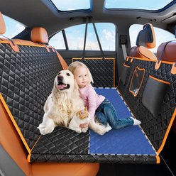 LovMor Dog Car Back Seat Cover Extender, Medium, Orange slide 1 of 8