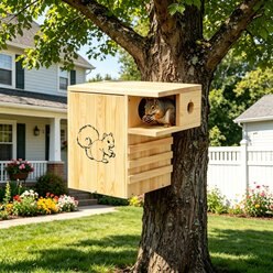MALOROY Widened Outdoor Easy Assembly Wooden Squirrel House with External Platform, X-Large