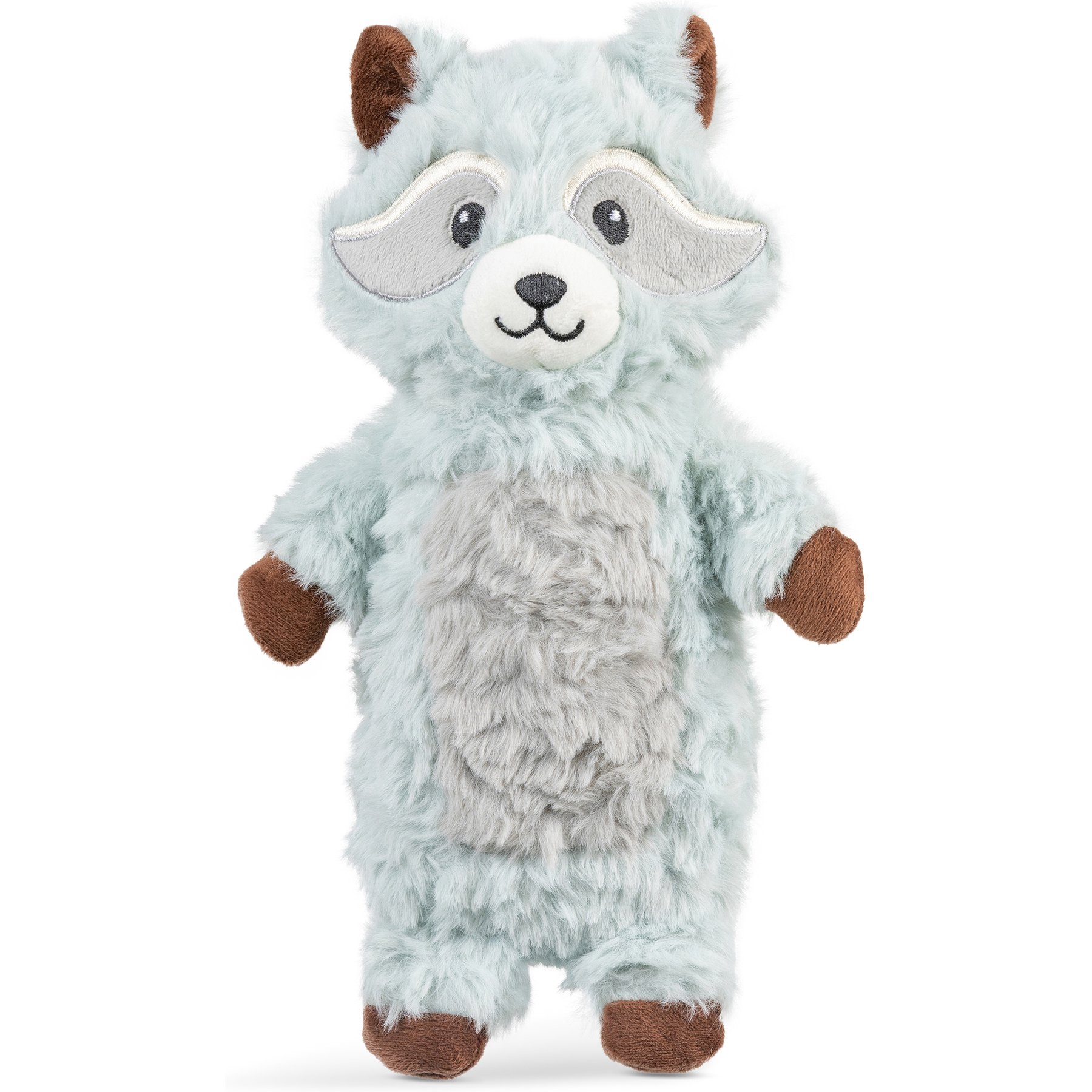 GROWL Shaggiez Raccoon Squeaky Plush Dog Toy, Gray, 3-in