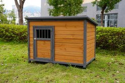 Zeus & Ruta Waterproof Solid Wood Dog House, Brown