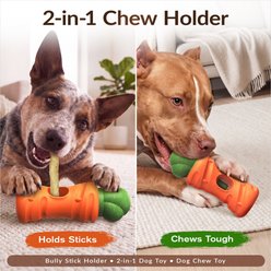KADTC 2 IN 1 Durable Carrot Bully Stick Holder & Dog Chew Toy, Orange, Large slide 2 of 8