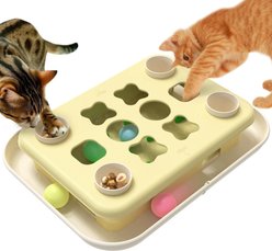 KADTC 3 In 1 Puzzle Station Cat Toy, Yellow