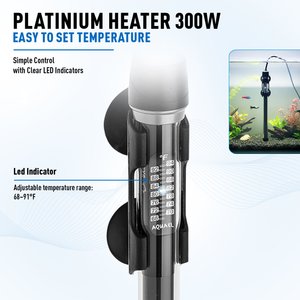 Aquael Platinium Temperature Control Aquarium Heater with Electronic Thermostat, 300W