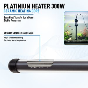 Aquael Platinium Temperature Control Aquarium Heater with Electronic Thermostat, 300W