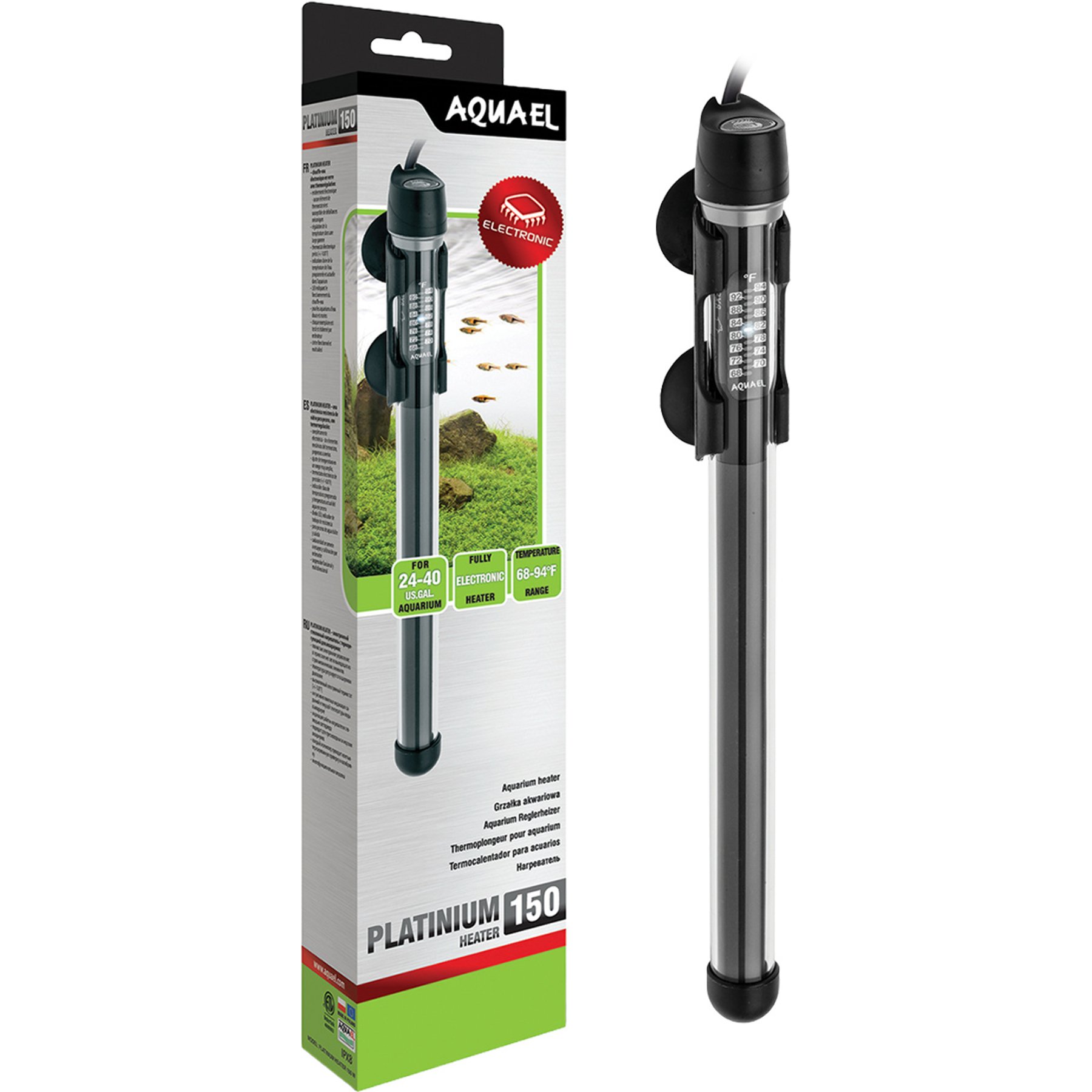 Aquael Platinium Temperature Control Aquarium Heater with Electronic Thermostat, 150W