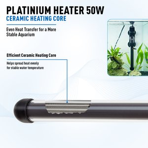 Aquael Platinium Temperature Control Aquarium Heater with Electronic Thermostat, 50W