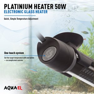 Aquael Platinium Temperature Control Aquarium Heater with Electronic Thermostat, 50W