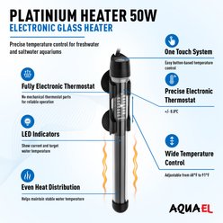 Aquael Platinium Temperature Control Aquarium Heater with Electronic Thermostat, 50W slide 2 of 8