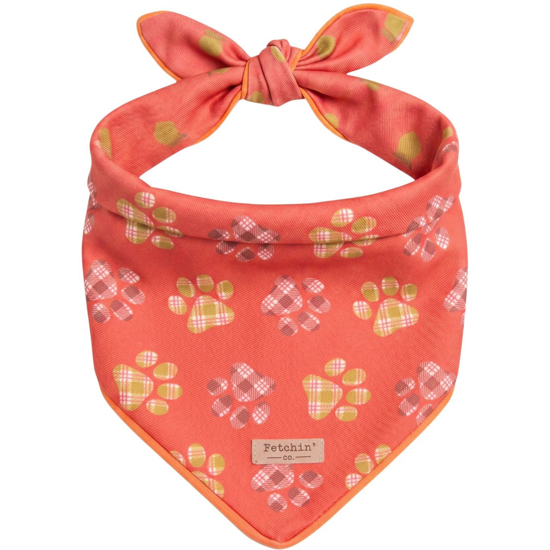 Fetchin' Co. Plaid Paw Print Accessory Dog Bandana, Multicolor, Medium/Large