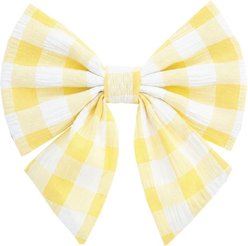 Fetchin' Co. Gingham Bow Accessory Dog Collar, Yellow, Small/Medium