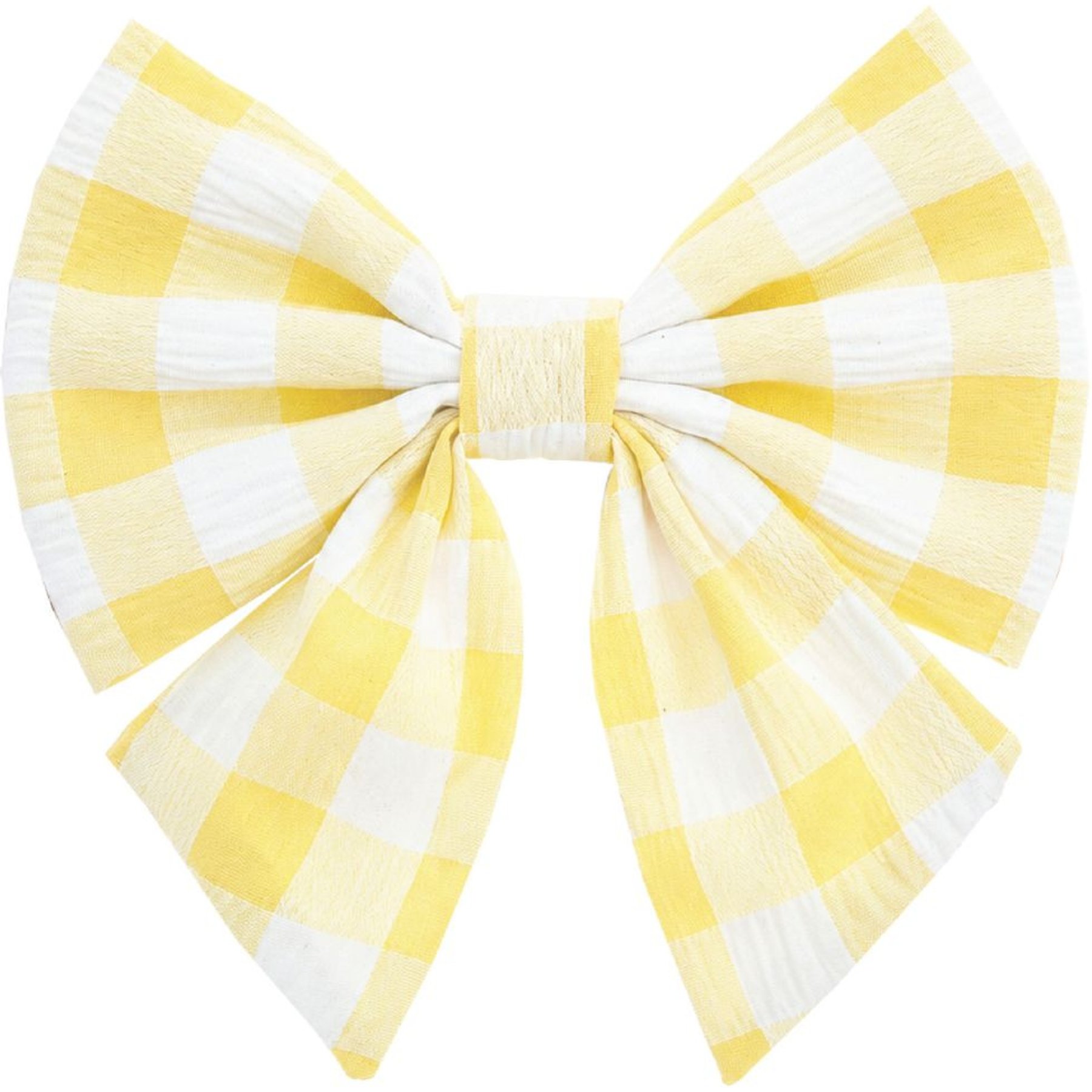 Fetchin' Co. Gingham Bow Accessory Dog Collar, Yellow, Medium/Large
