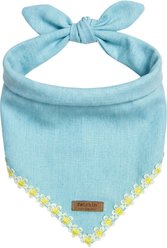 Fetchin' Co. Chambray Daisy Chain Accessory Dog Bandana, Blue, Small/Medium