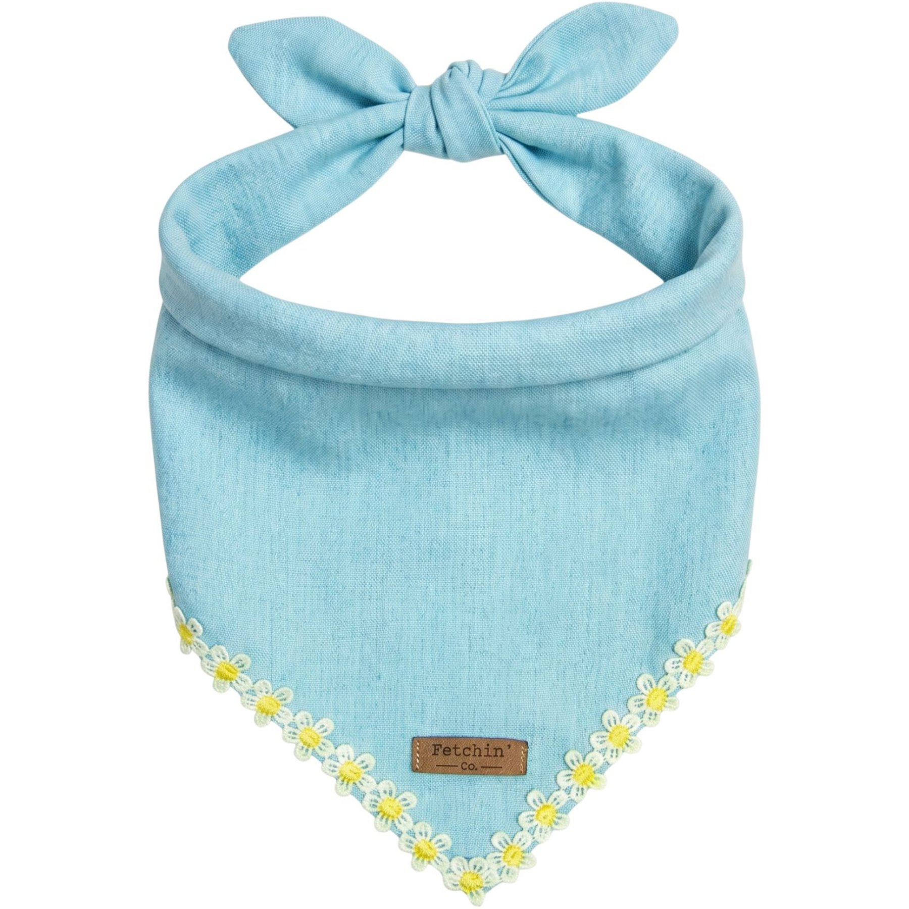 Fetchin' Co. Chambray Daisy Chain Accessory Dog Bandana, Blue, Medium/Large